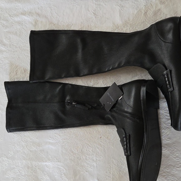 Massimo Dutti Knee High Stretch, FLATLoafer Style Leather Boot. Women's 8 - Picture 2 of 7